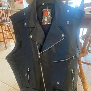 Leather biker vest
